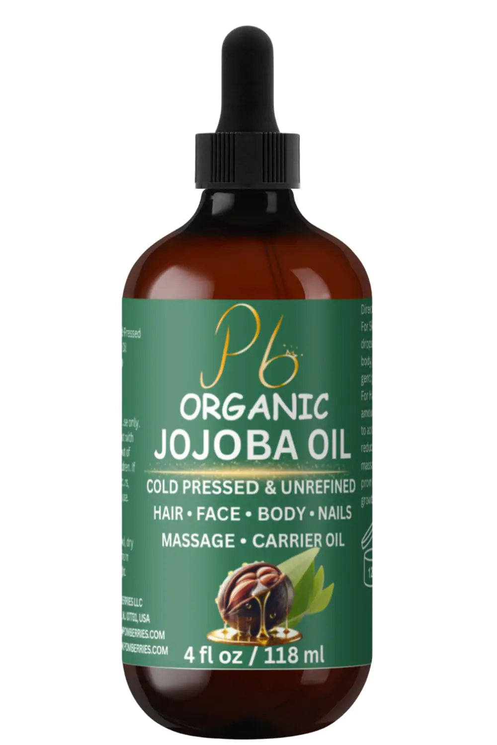 Pure Organic Jojoba Oil -  Natural Cold-Pressed Oil