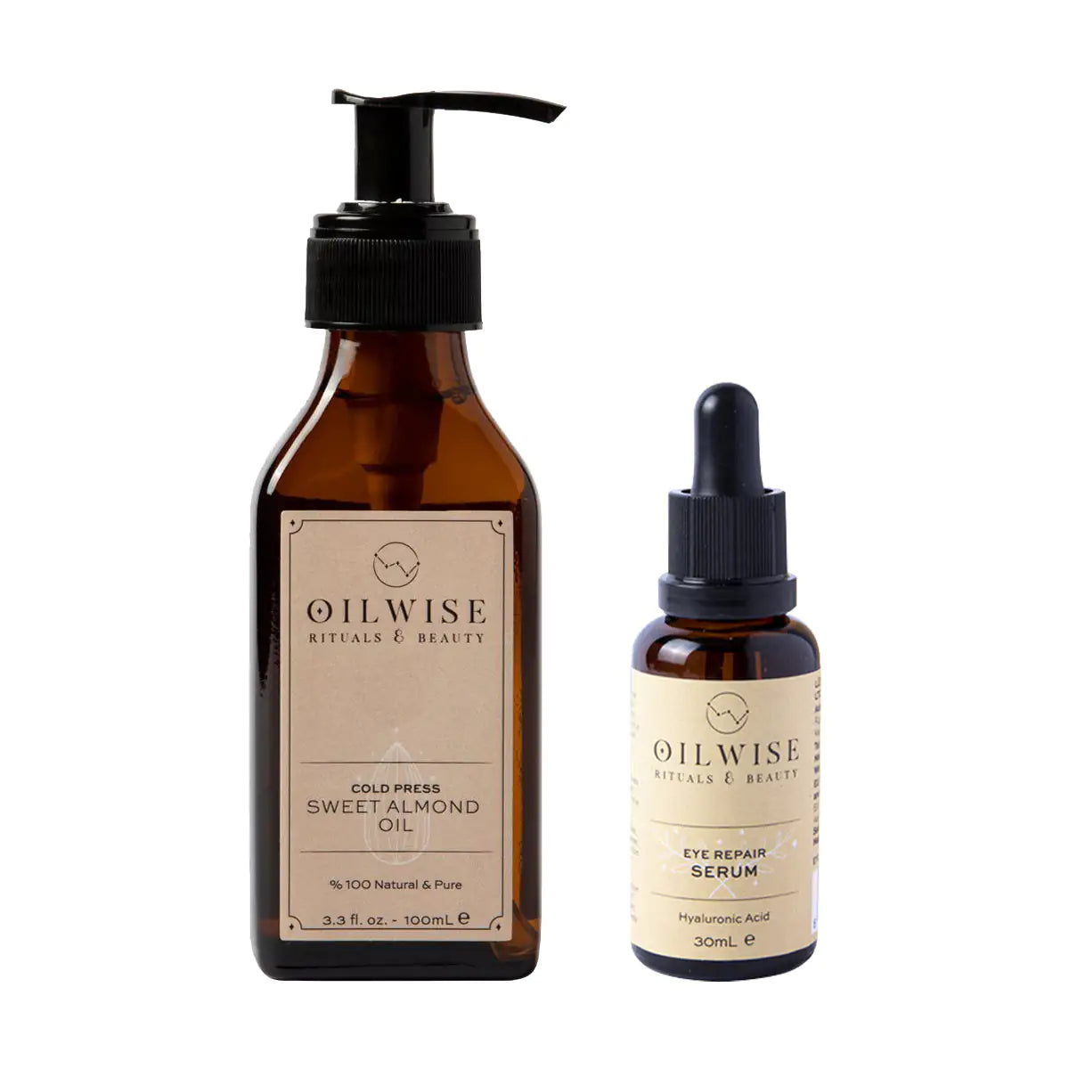 Cold Pressed Sweet Almond Oil & Eye Repair Serum Set — by Oilwise
