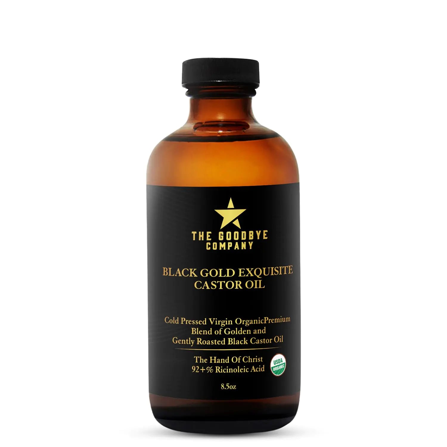 The Goodbye Company Jamaican Black and Gold Exquisite Castor Oil Blend – USDA Organic Cold Pressed and Unrefined; Pure Hexane Free Organic Castor Oil for Body Skin Hair Eyelashes and Eyebrows